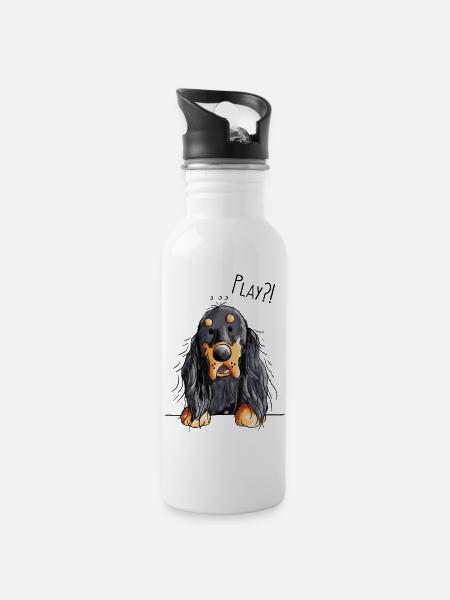 Play Gordon Setter - Chien - Cadeau - Gourde avec paille intégrée - blanc