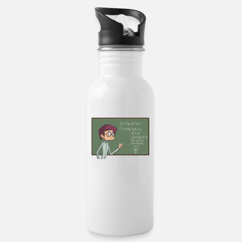 Mathe Lehrer - Trinkflasche mit integriertem Trinkhalm - Weiß