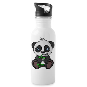 panda grincheux, panda, panda fou, pour bébé - Gourde avec paille intégrée - blanc - Droite