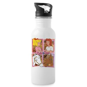 Bibi und Tina mit Amadeus und Sabrina - Trinkflasche mit integriertem Trinkhalm - Weiß - Rechts