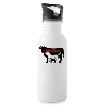 Animaux vache chien chat AUCUN DIFFÉRENCE cadeau végétalien - Gourde avec paille intégrée - blanc - Droite
