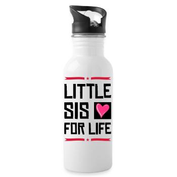 little sis for life heart - Trinkflasche mit integriertem Trinkhalm - Weiß - Rechts