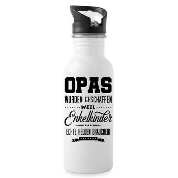 opas wahre helden - Trinkflasche mit integriertem Trinkhalm - Weiß - Rechts