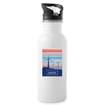Wind energy solution for a better future - Water bottle with straw - white - Right