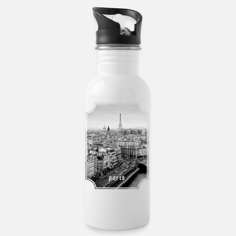 Paris - Trinkflasche mit integriertem Trinkhalm - Weiß