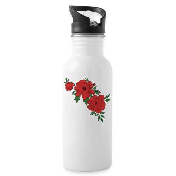roses - Gourde avec paille intégrée - blanc - Droite