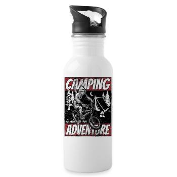 Aventure en camping - Gourde avec paille intégrée - blanc - Droite