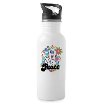 Peace Hippie | Hippies 60s sayings gift ideas - Water bottle with straw - white - Right