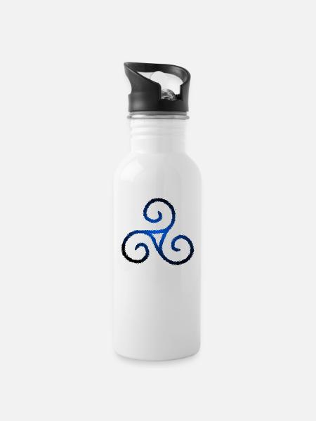 Triskele triple spiral celtic symbol - Water bottle with straw - white