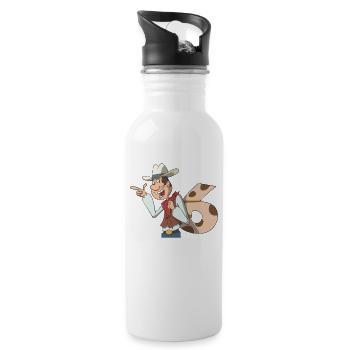 Cowboy children's birthday 6th birthday - Water bottle with straw - white - Right