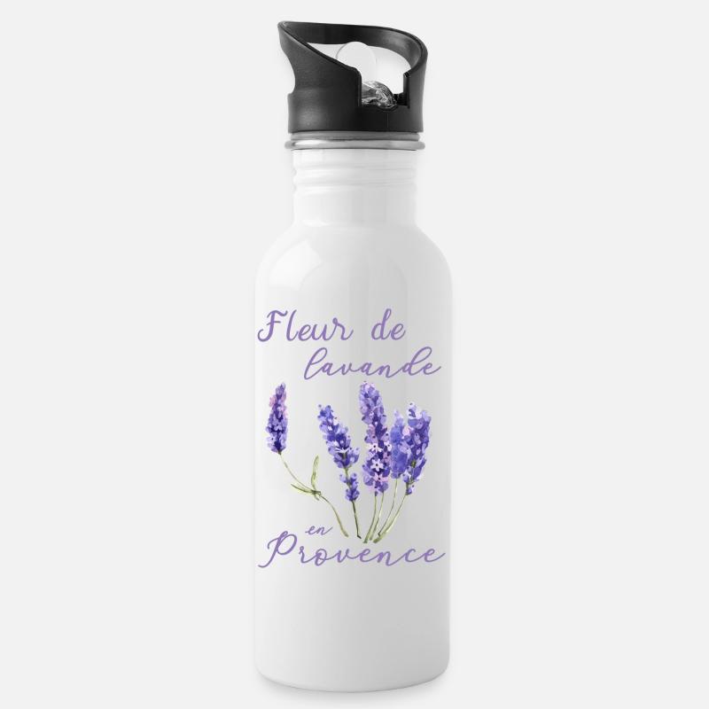 Provence Lavendel Blüte lila Frankreich Pflanze - Trinkflasche mit integriertem Trinkhalm - Weiß