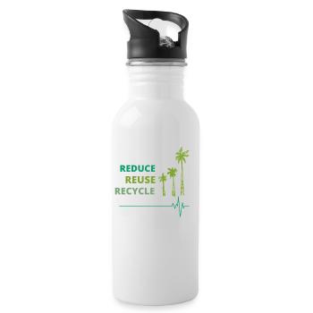 Écologique : Reduce, Reuse, Recycle. - Gourde avec paille intégrée - blanc - Droite