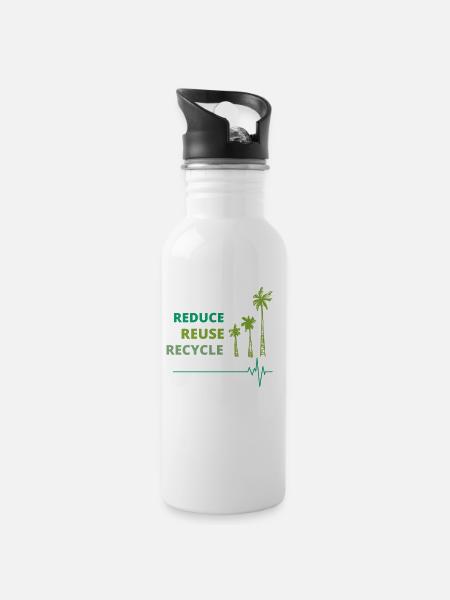 Écologique : Reduce, Reuse, Recycle. - Gourde avec paille intégrée - blanc