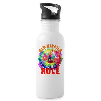 Signe de paix hippie fleurs - Gourde avec paille intégrée - blanc - Droite