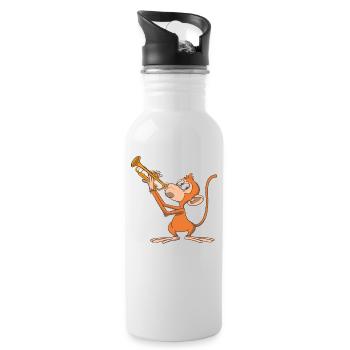 Monkey plays the trumpet - Water bottle with straw - white - Right