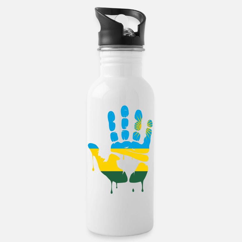 Give me five Rwanda - Water bottle with straw - white