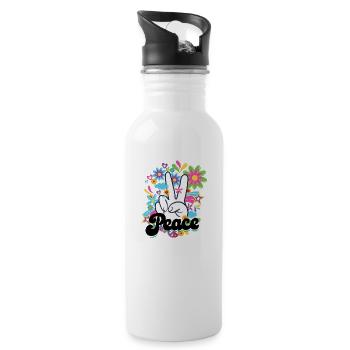 Hippies Peace | Hippie lifestyle 60s gift idea - Water bottle with straw - white - Right