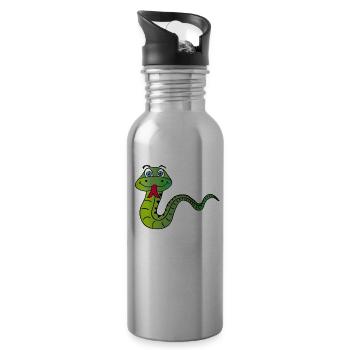 Schlange - Trinkflasche mit integriertem Trinkhalm - Lightsilver - Rechts
