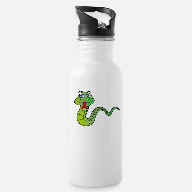 Schlange - Trinkflasche mit integriertem Trinkhalm - Weiß