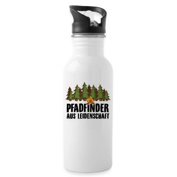 Pfadfinder Sprüche | Abzeichen Lagerfeuer Geschenk - Trinkflasche mit integriertem Trinkhalm - Weiß - Rechts