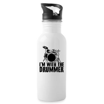 Drummer | Schlagzeuger Schlagzeug Band Geschenke - Trinkflasche mit integriertem Trinkhalm - Weiß - Rechts