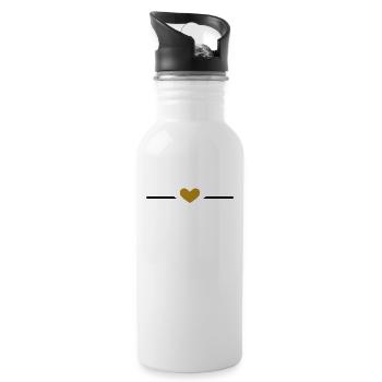 Linie Herz Ornament Gold - Trinkflasche mit integriertem Trinkhalm - Weiß - Rechts