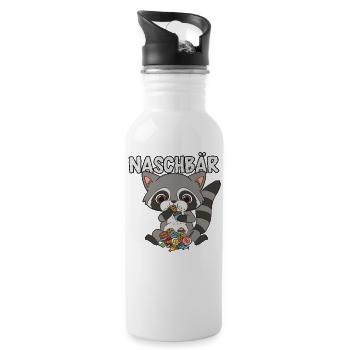 Naschbär I Waschbär Baby - Trinkflasche mit integriertem Trinkhalm - Weiß - Rechts