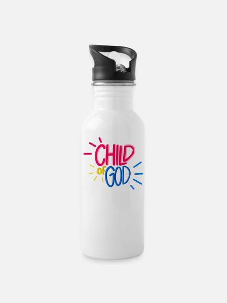 Child of God - Christian design - colorful - Water bottle with straw - white