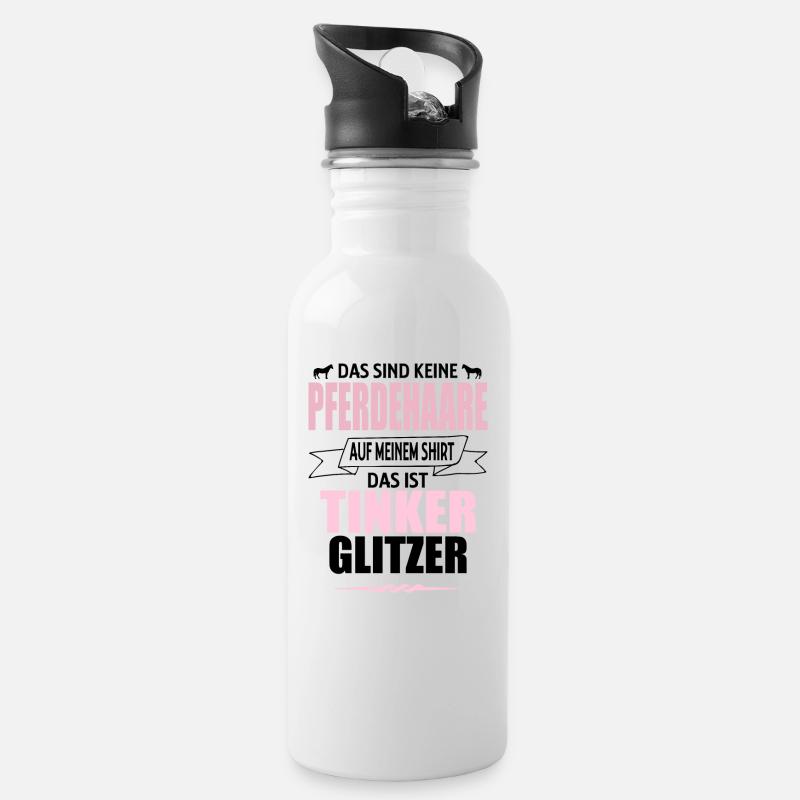 Pferde Pferd Tinker Gipsy Cobs Reiter Geschenk - Trinkflasche mit integriertem Trinkhalm - Weiß