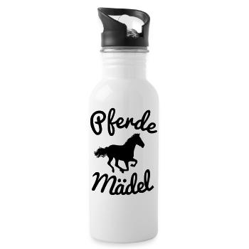 Pferde Mädel - Trinkflasche mit integriertem Trinkhalm - Weiß - Rechts