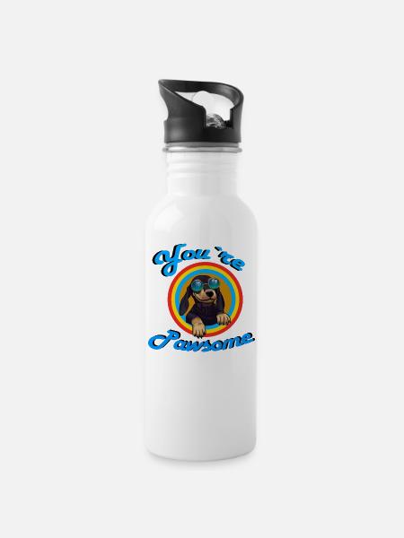 You are pawsome - Water bottle with straw - white