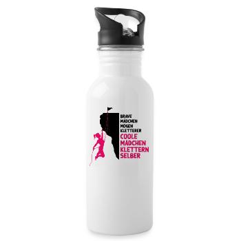 coole Mädchen klettern Kletterer Geschenk Frau - Trinkflasche mit integriertem Trinkhalm - Weiß - Rechts