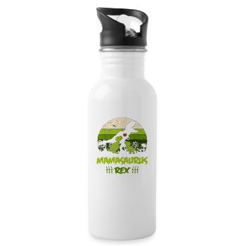 Cute Mamasaurus Rex 2020 Gift for Moms - Water bottle with straw - white - Right