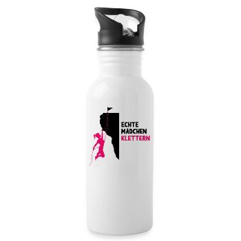 Bouldern klettern Kletterer Frau Geschenk Berge - Trinkflasche mit integriertem Trinkhalm - Weiß - Rechts