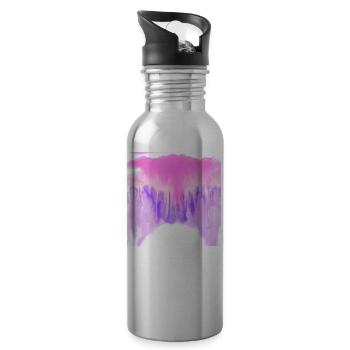 Aparell mit rosa und blauer Wasserfarbe - Trinkflasche mit integriertem Trinkhalm - Lightsilver - Rechts