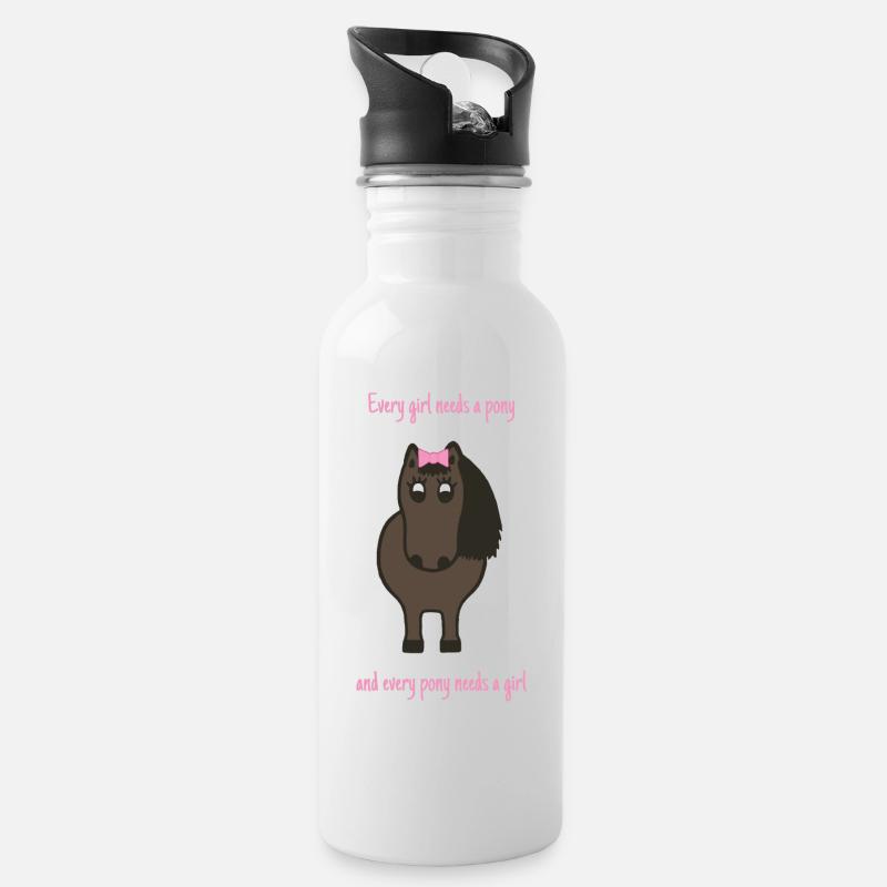 Every girl needs a pony - Trinkflasche mit integriertem Trinkhalm - Weiß
