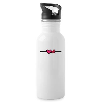 Linie Herz Ornament - Trinkflasche mit integriertem Trinkhalm - Weiß - Rechts
