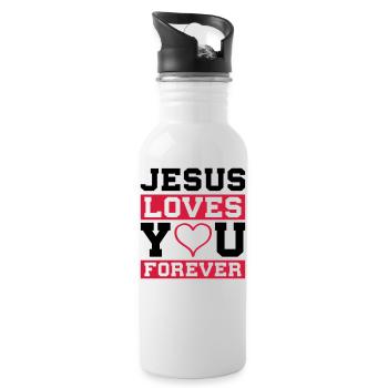 Jesus loves you heart - Water bottle with straw - white - Right