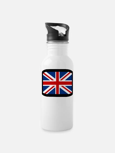 Union jack - Water bottle with straw - white