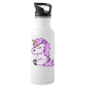 Poulain licorne rose mignon - Gourde avec paille intégrée - blanc - Droite