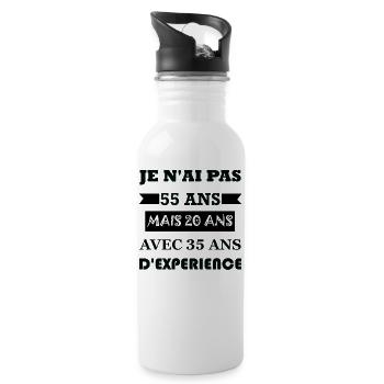 Cadeau anniversaire 55 ans - Gourde avec paille intégrée - blanc - Droite