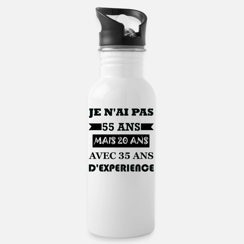 Cadeau anniversaire 55 ans - Gourde avec paille intégrée - blanc