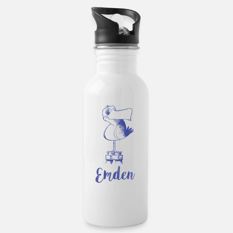 Moewe Emden - Trinkflasche mit integriertem Trinkhalm - Weiß
