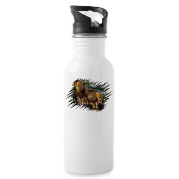 löwen - Trinkflasche mit integriertem Trinkhalm - Weiß - Rechts