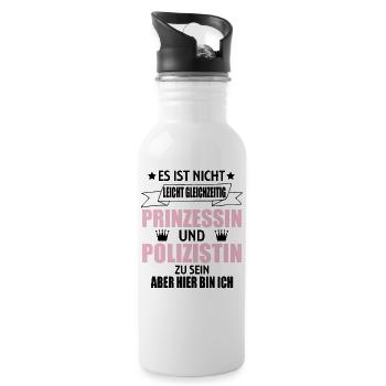 Polizistin Frau Polizei lustiger Spruch Geschenk - Trinkflasche mit integriertem Trinkhalm - Weiß - Rechts