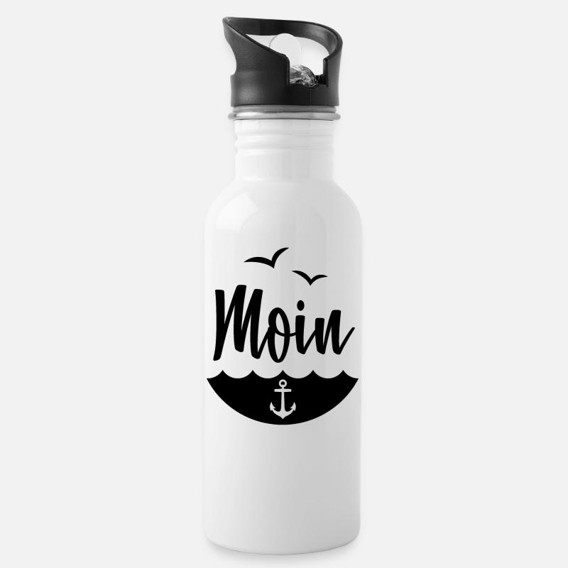 MOIN HAMBURG - Trinkflasche mit integriertem Trinkhalm - Weiß