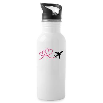 Avion avion avec coeur - Gourde avec paille intégrée - blanc - Droite