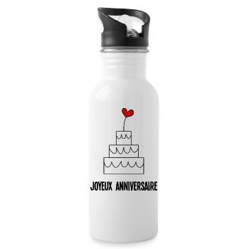 ALLES GUTE ZUM GEBURTSTAG. JAHRESTAG. ALLES GUTE ZUM GEBURTSTAG. - Trinkflasche mit integriertem Trinkhalm - Weiß - Rechts