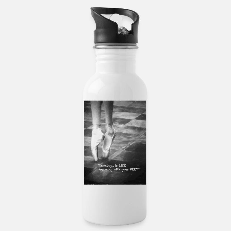 Liebe zum Tanz - Trinkflasche mit integriertem Trinkhalm - Weiß