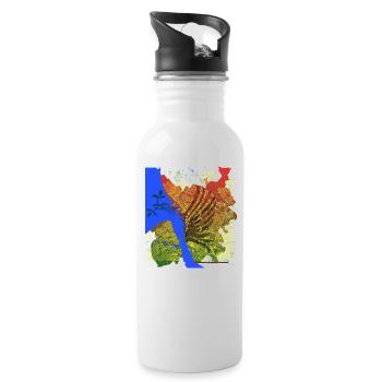 Liverpool Rising: Liver Bird Over Sunset Mersey - Water bottle with straw - white - Right